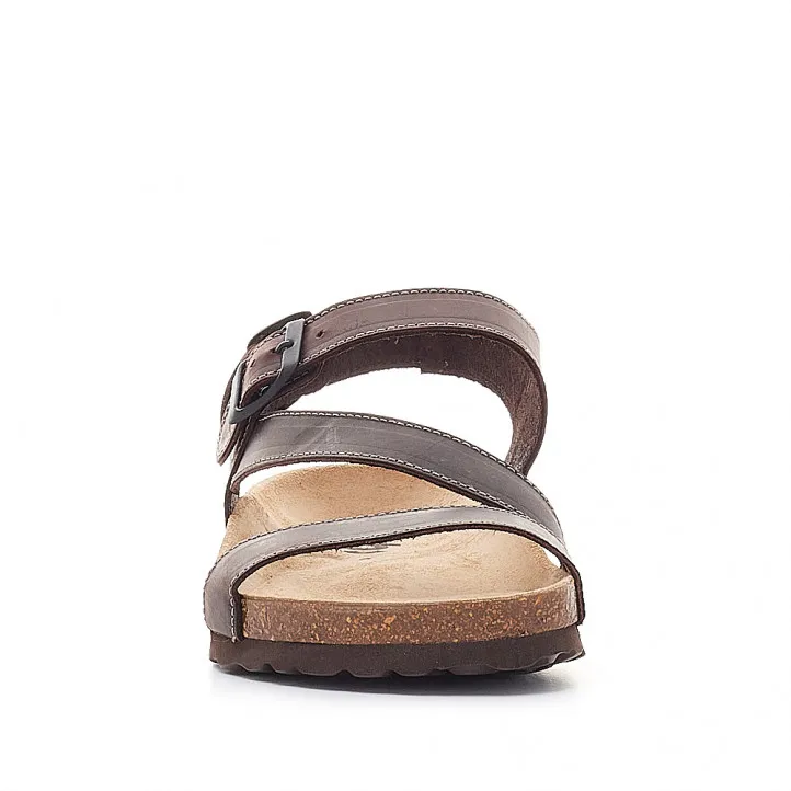 Sandalias Lobo genova marrones con tira cruzada