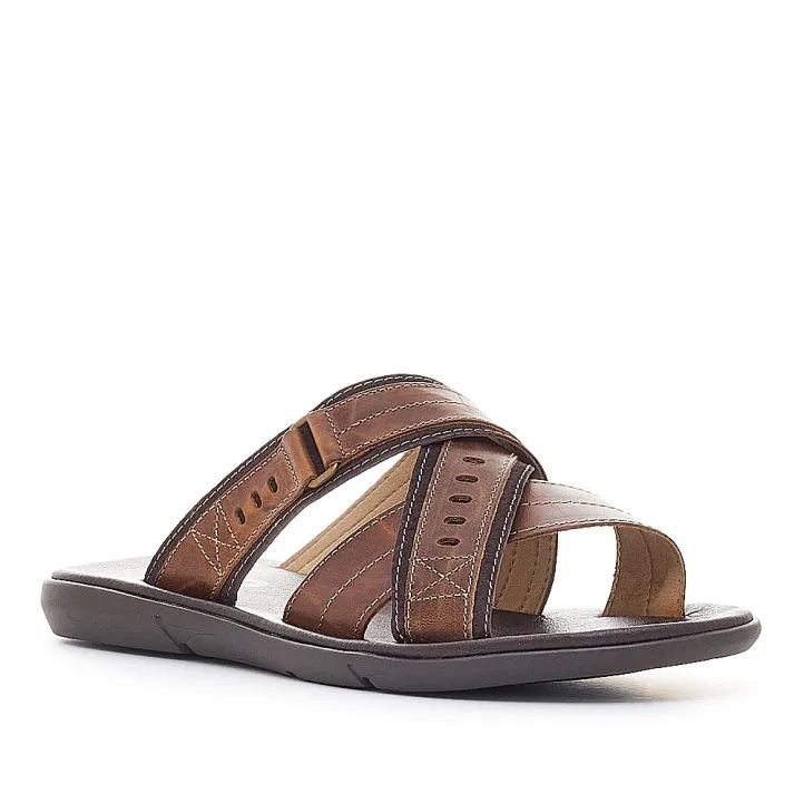 Sandalias Lobo portofino marrones con tres tiras