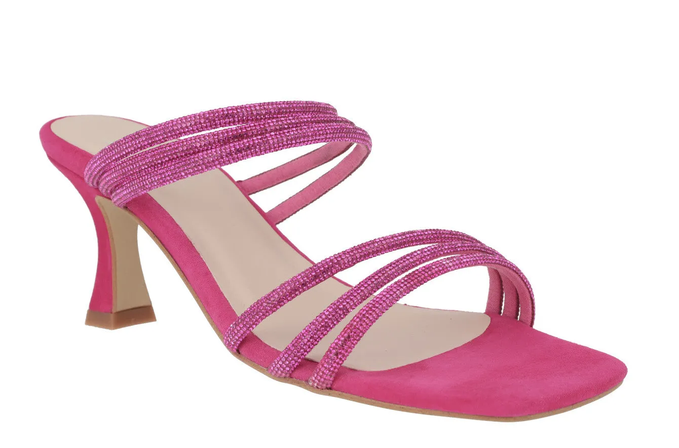 Sandalias mules de ante con tiras de strass Paola