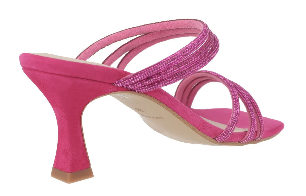 Sandalias mules de ante con tiras de strass Paola