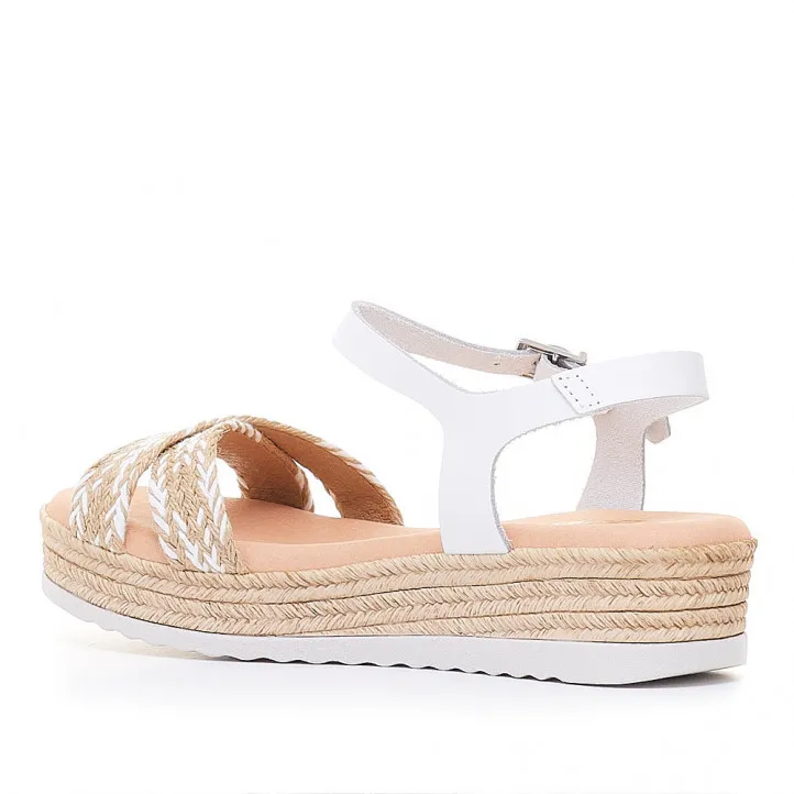 sandalias QUETS! de rafia blancas con tira cruzada
