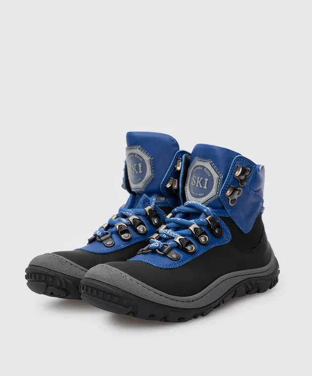 Stefano Ricci Children's blue boots with emblem