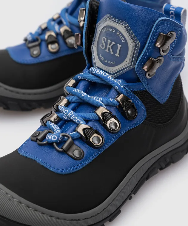 Stefano Ricci Children's blue boots with emblem
